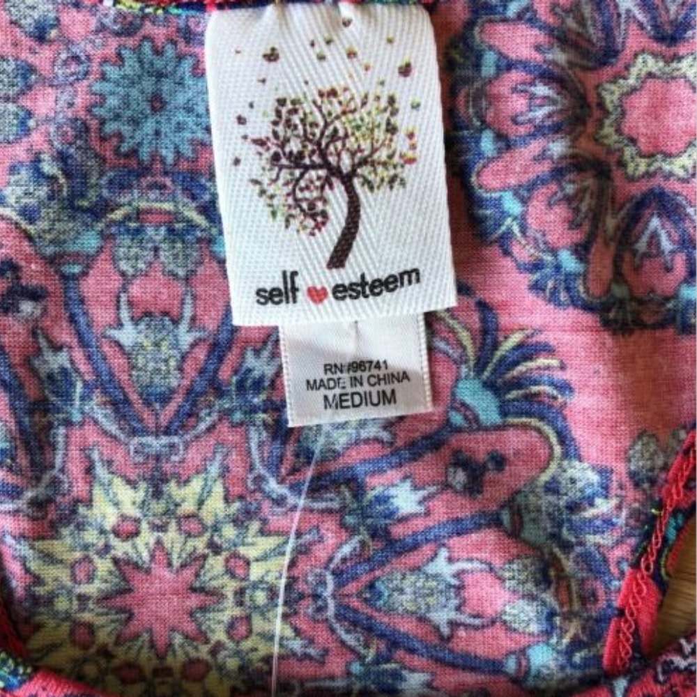 SELF ESTEEM sz M pink boho peasant cute tank top - Picture 4 of 5